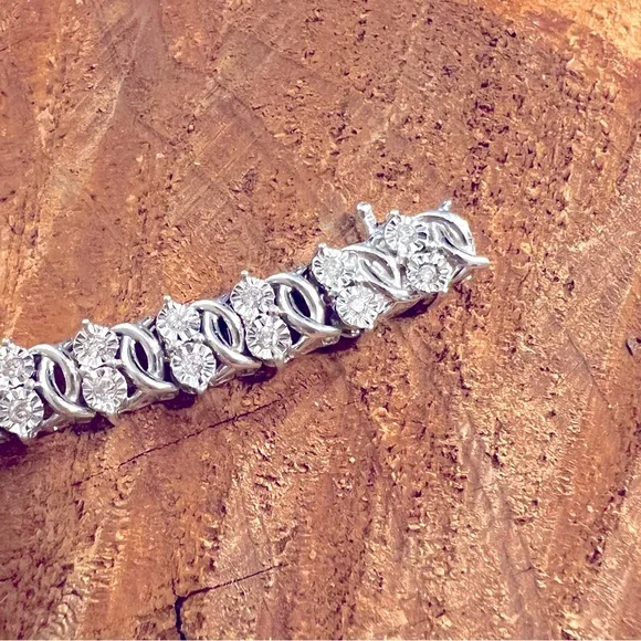1.02CTW DIAMOND 💎 & Sterling Silver Tennis 🎾 Bracelet ✅GUARENTEED 💯AUTHENTIC - Picture 3 of 11